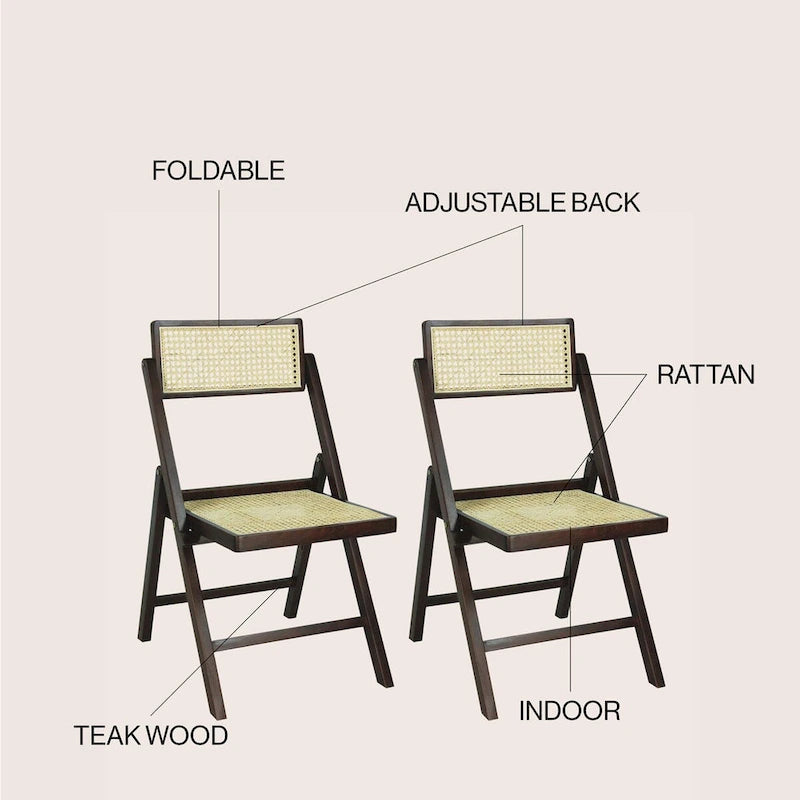Chaise pliante en rotin du milieu du siècle