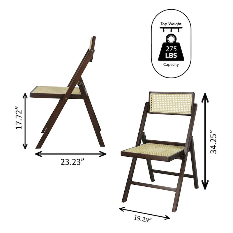 Chaise pliante en rotin du milieu du siècle