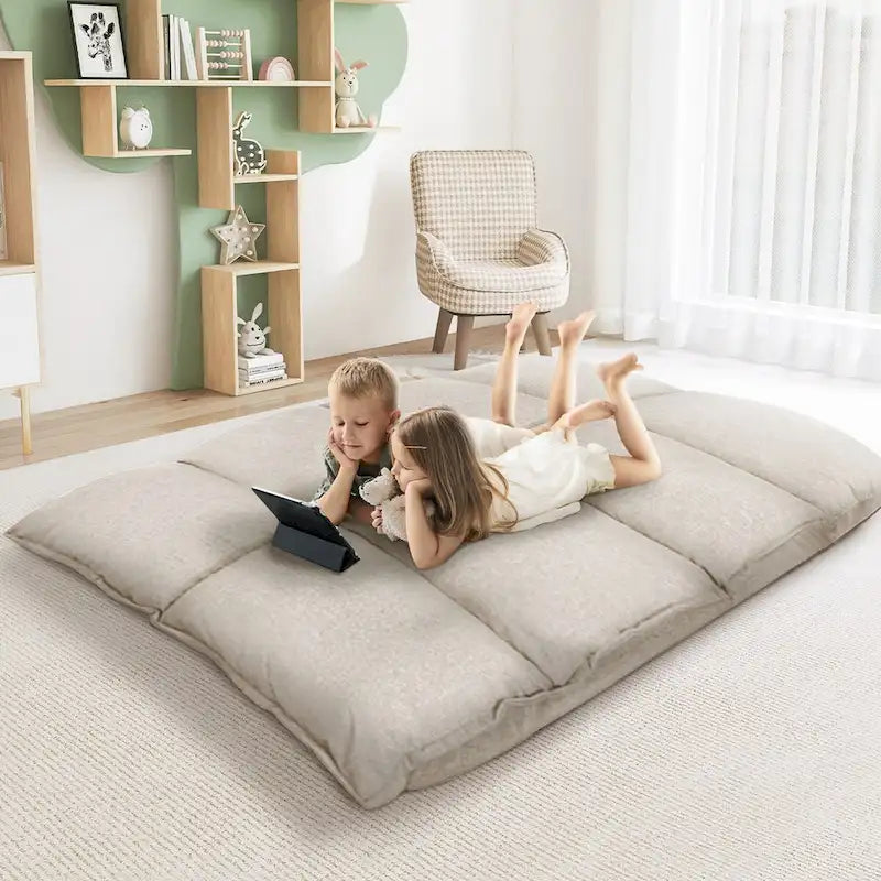 Canapé-lit paresseux moderne beige pliant pour enfants ou maison