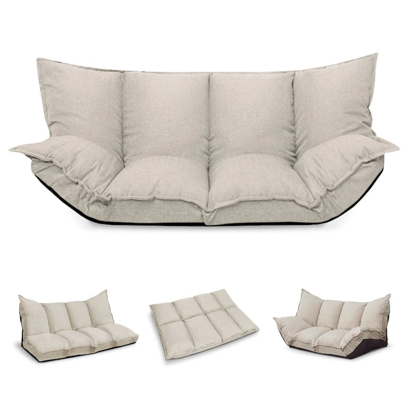 Canapé-lit paresseux moderne beige pliant pour enfants ou maison