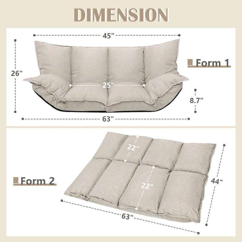 Canapé-lit paresseux moderne beige pliant pour enfants ou maison