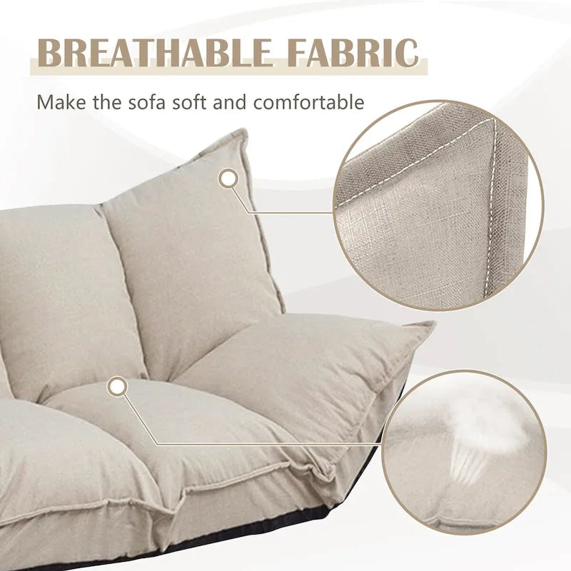 Canapé-lit paresseux moderne beige pliant pour enfants ou maison