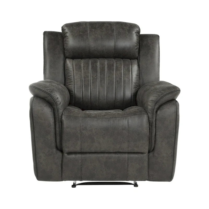 Fauteuil inclinable manuel Bento 38 pouces, à tirette, microfibre gris-brun