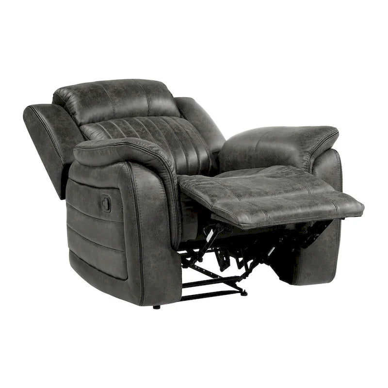 Fauteuil inclinable manuel Bento 38 pouces, à tirette, microfibre gris-brun