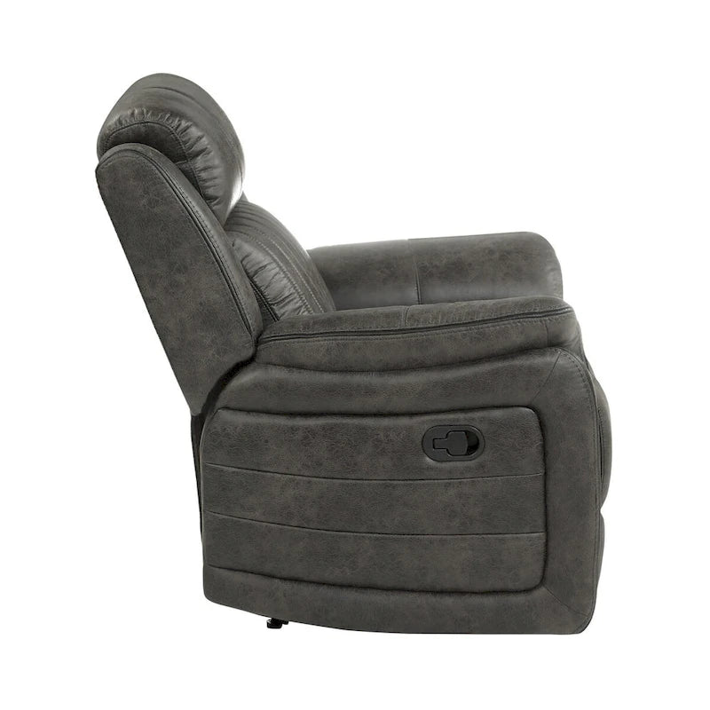 Fauteuil inclinable manuel Bento 38 pouces, à tirette, microfibre gris-brun