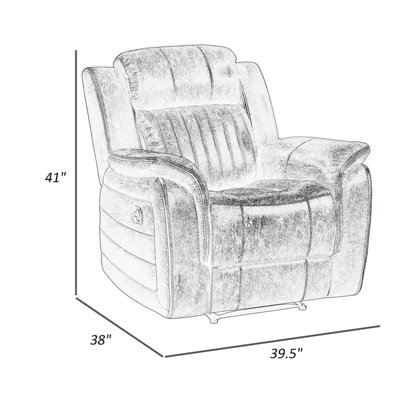 Fauteuil inclinable manuel Bento 38 pouces, à tirette, microfibre gris-brun