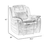 Fauteuil inclinable manuel Bento 38 pouces, à tirette, microfibre gris-brun