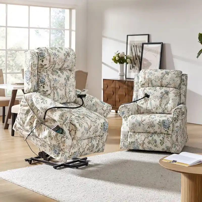 Billy Traditional Lift Assist Power Recliner With Massage Heat And Manual Headrest Set of 2 by 