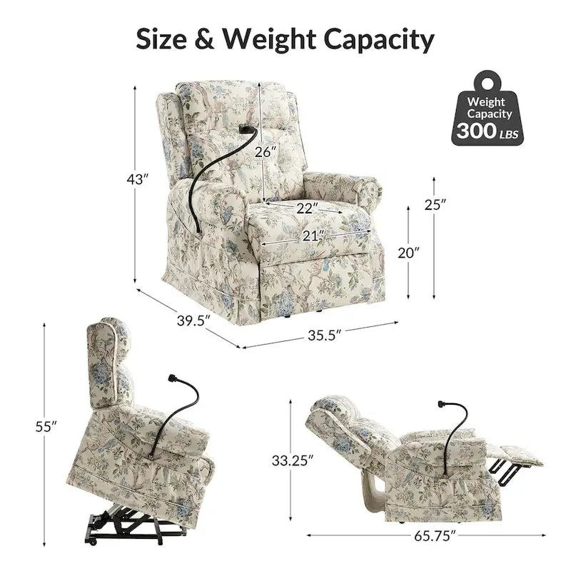Lot de 2 fauteuils releveurs inclinables électriques Billy traditionnels avec massage, chaleur et appuie-tête manuel par
