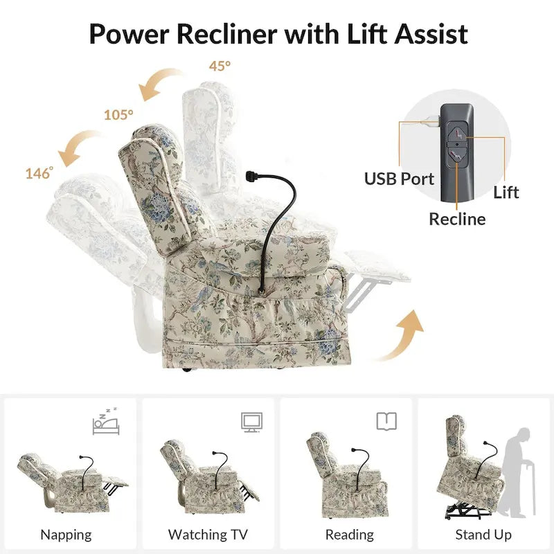 Lot de 2 fauteuils releveurs inclinables électriques Billy traditionnels avec massage, chaleur et appuie-tête manuel par