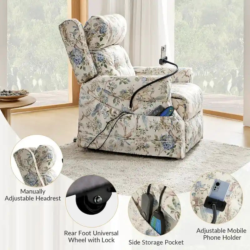 Lot de 2 fauteuils releveurs inclinables électriques Billy traditionnels avec massage, chaleur et appuie-tête manuel par