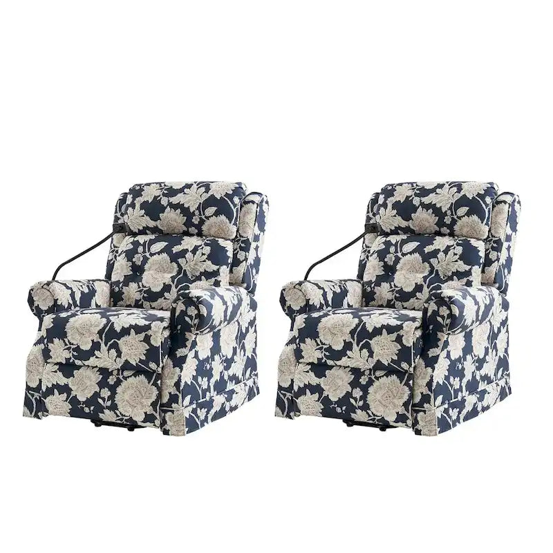 Lot de 2 fauteuils releveurs inclinables électriques Billy traditionnels avec massage, chaleur et appuie-tête manuel par