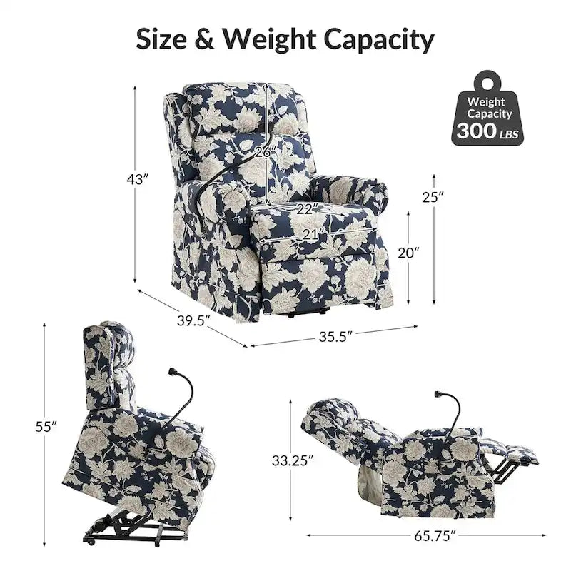 Lot de 2 fauteuils releveurs inclinables électriques Billy traditionnels avec massage, chaleur et appuie-tête manuel par