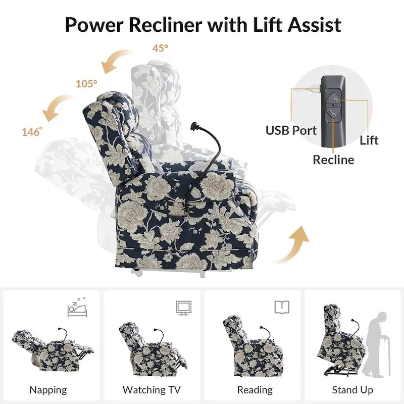 Lot de 2 fauteuils releveurs inclinables électriques Billy traditionnels avec massage, chaleur et appuie-tête manuel par