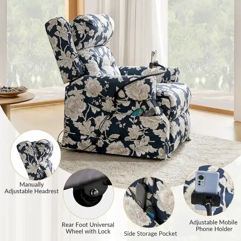 Lot de 2 fauteuils releveurs inclinables électriques Billy traditionnels avec massage, chaleur et appuie-tête manuel par