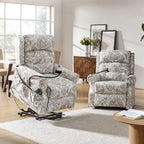Lot de 2 fauteuils releveurs inclinables électriques Billy traditionnels avec massage, chaleur et appuie-tête manuel par