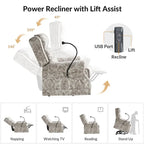 Lot de 2 fauteuils releveurs inclinables électriques Billy traditionnels avec massage, chaleur et appuie-tête manuel par