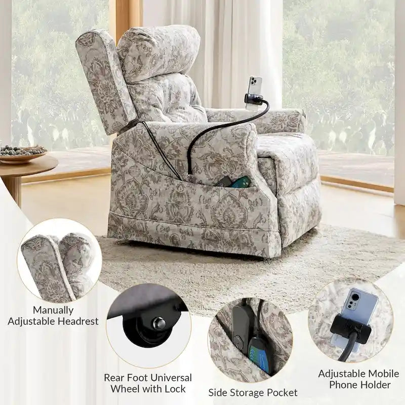Lot de 2 fauteuils releveurs inclinables électriques Billy traditionnels avec massage, chaleur et appuie-tête manuel par