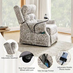 Lot de 2 fauteuils releveurs inclinables électriques Billy traditionnels avec massage, chaleur et appuie-tête manuel par