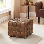 Pouf carré ottoman en cuir pleine fleur