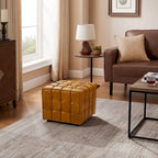 Pouf carré ottoman en cuir pleine fleur