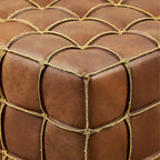 Pouf carré ottoman en cuir pleine fleur