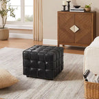 Pouf carré ottoman en cuir pleine fleur