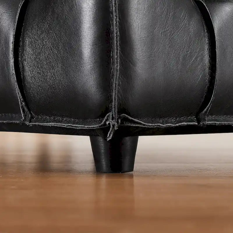 Pouf carré ottoman en cuir pleine fleur