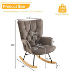 Fauteuil à bascule pour chambre de bébé, planeur à bascule rembourré avec dossier haut