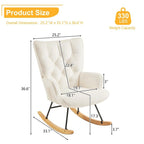 Fauteuil à bascule pour chambre de bébé, planeur à bascule rembourré avec dossier haut