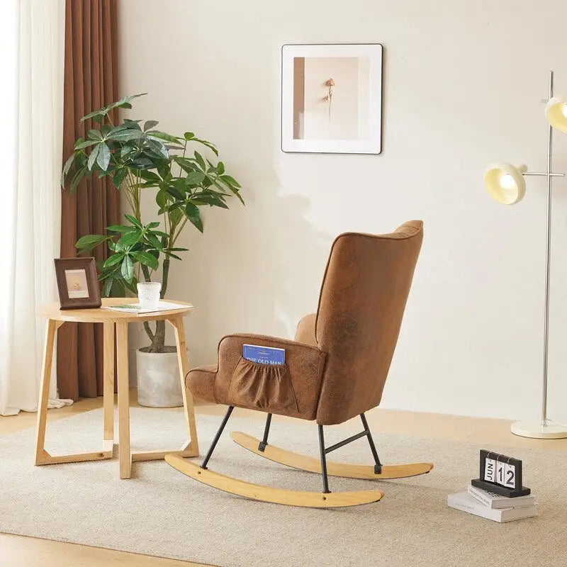 Fauteuil à bascule pour chambre de bébé, planeur à bascule rembourré avec dossier haut