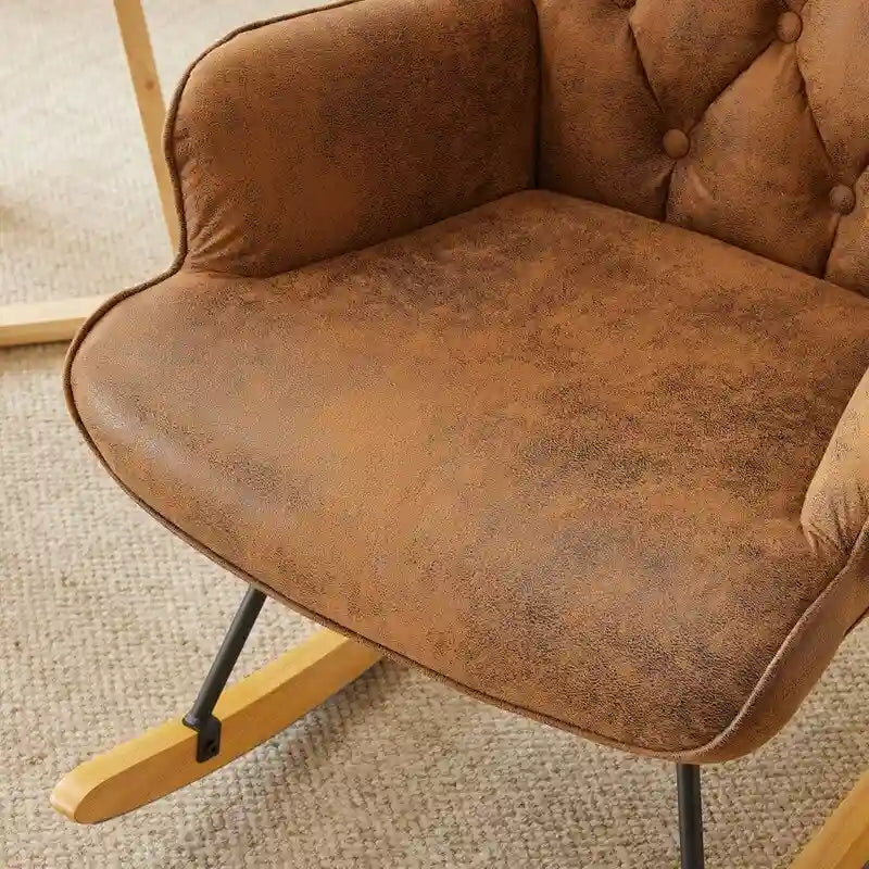 Fauteuil à bascule pour chambre de bébé, planeur à bascule rembourré avec dossier haut