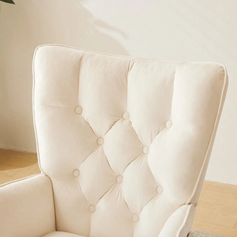 Fauteuil à bascule pour chambre de bébé, planeur à bascule rembourré avec dossier haut