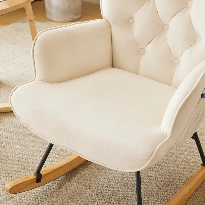 Fauteuil à bascule pour chambre de bébé, planeur à bascule rembourré avec dossier haut