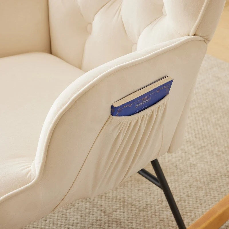 Fauteuil à bascule pour chambre de bébé, planeur à bascule rembourré avec dossier haut