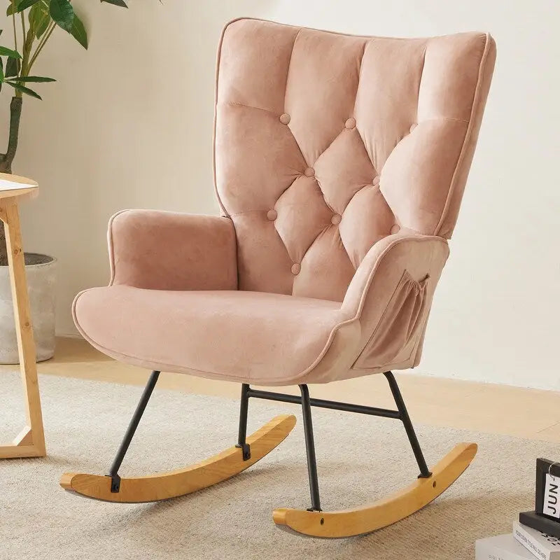 Fauteuil à bascule pour chambre de bébé, planeur à bascule rembourré avec dossier haut