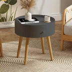 Table basse moderne avec tiroir, table de chevet, table d'appoint de canapé, pieds de table en chêne, convient pour le salon et la chambre à coucher, gris