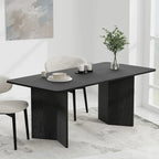 Table de salle à manger Lumioca moderne en chêne avec plateau et base à double pied de 170 cm