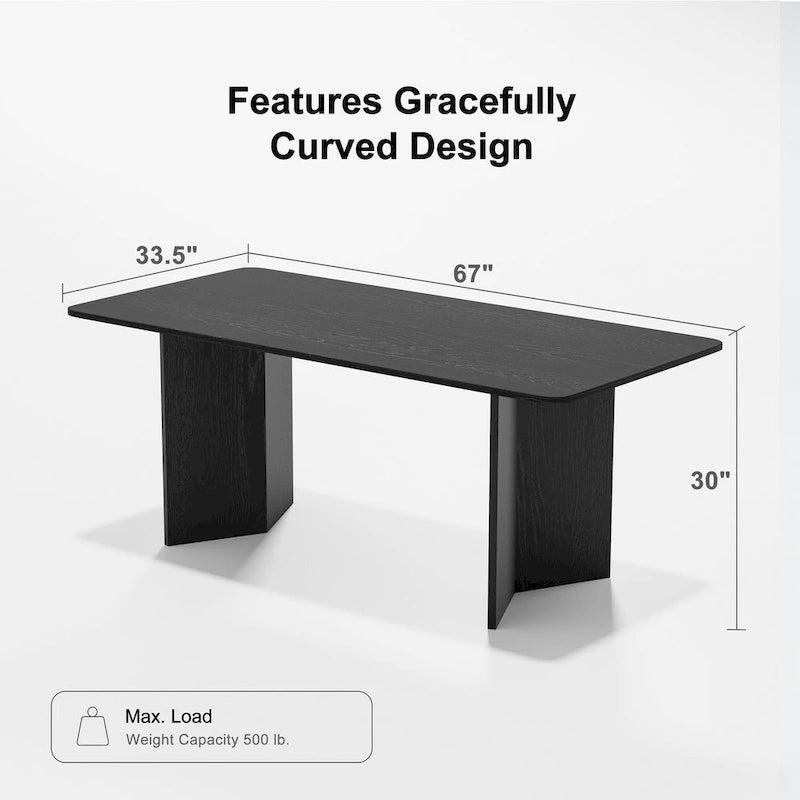 Table de salle à manger Lumioca moderne en chêne avec plateau et base à double pied de 170 cm