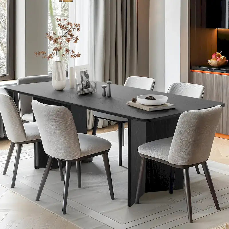Table de salle à manger Lumioca moderne en chêne avec plateau et base à double pied de 170 cm