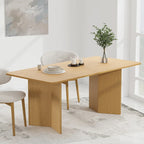 Table de salle à manger Lumioca moderne en chêne avec plateau et base à double pied de 170 cm