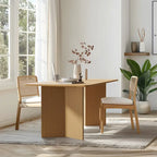 Table de salle à manger Lumioca moderne en chêne avec plateau et base à double pied de 170 cm
