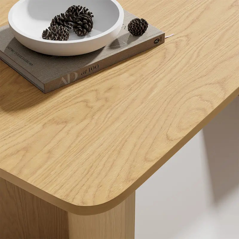 Table de salle à manger Lumioca moderne en chêne avec plateau et base à double pied de 170 cm