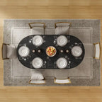 Table de salle à manger Lumioca moderne en chêne avec plateau et base à double pied de 170 cm