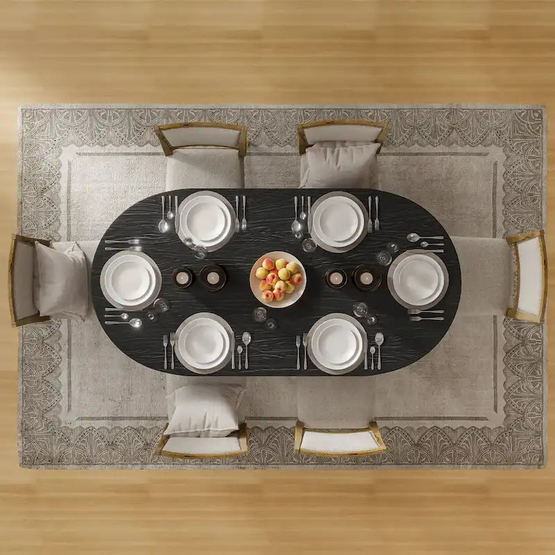Table de salle à manger Lumioca moderne en chêne avec plateau et base à double pied de 170 cm