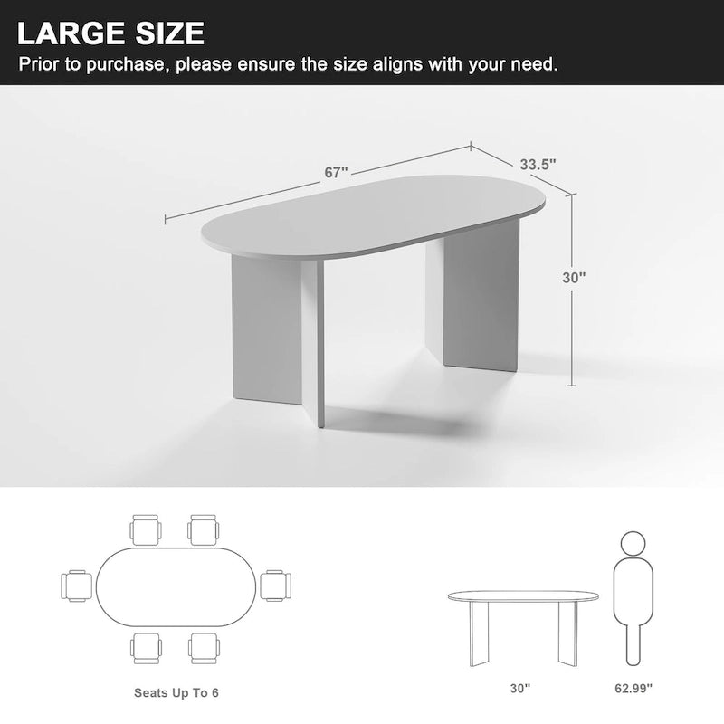 Table de salle à manger Lumioca moderne en chêne avec plateau et base à double pied de 170 cm