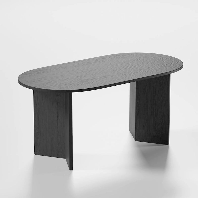 Table de salle à manger Lumioca moderne en chêne avec plateau et base à double pied de 170 cm