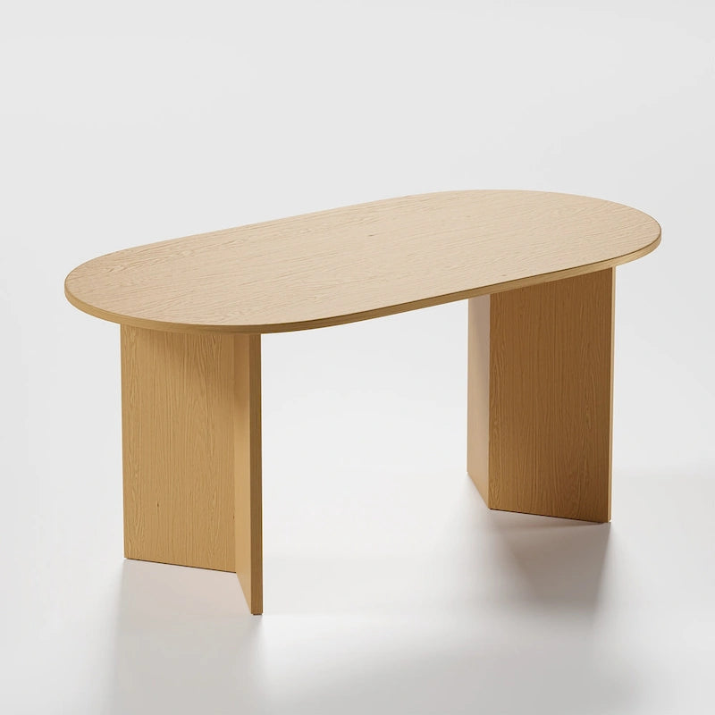 Table de salle à manger Lumioca moderne en chêne avec plateau et base à double pied de 170 cm