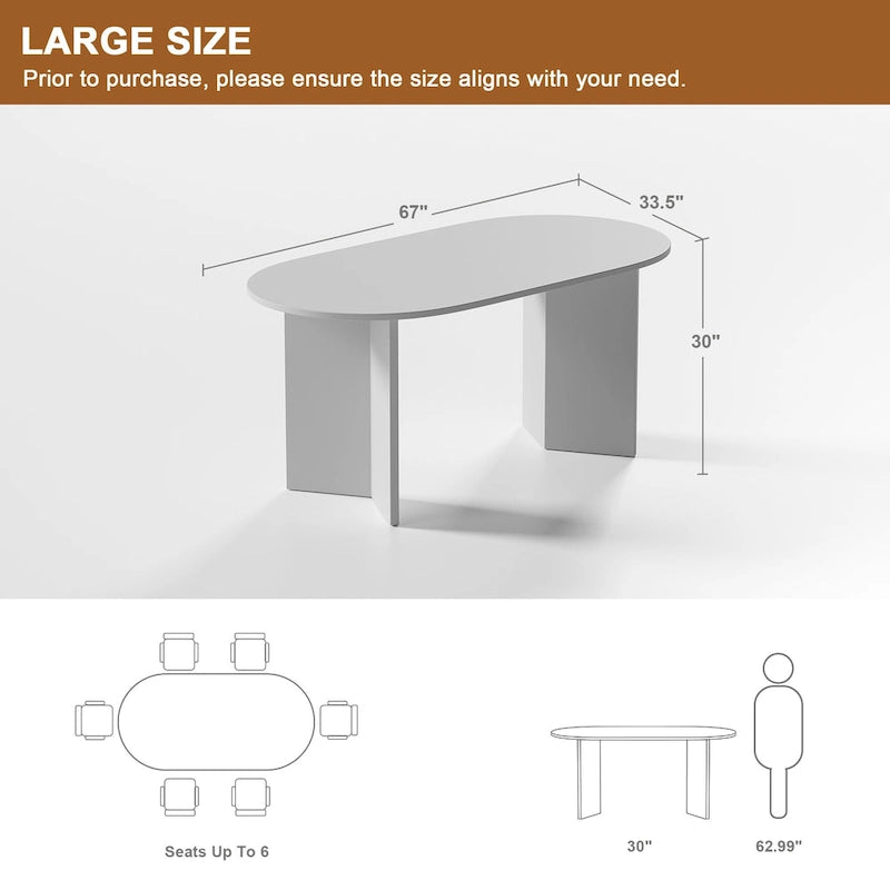 Table de salle à manger Lumioca moderne en chêne avec plateau et base à double pied de 170 cm