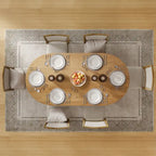 Table de salle à manger Lumioca moderne en chêne avec plateau et base à double pied de 170 cm
